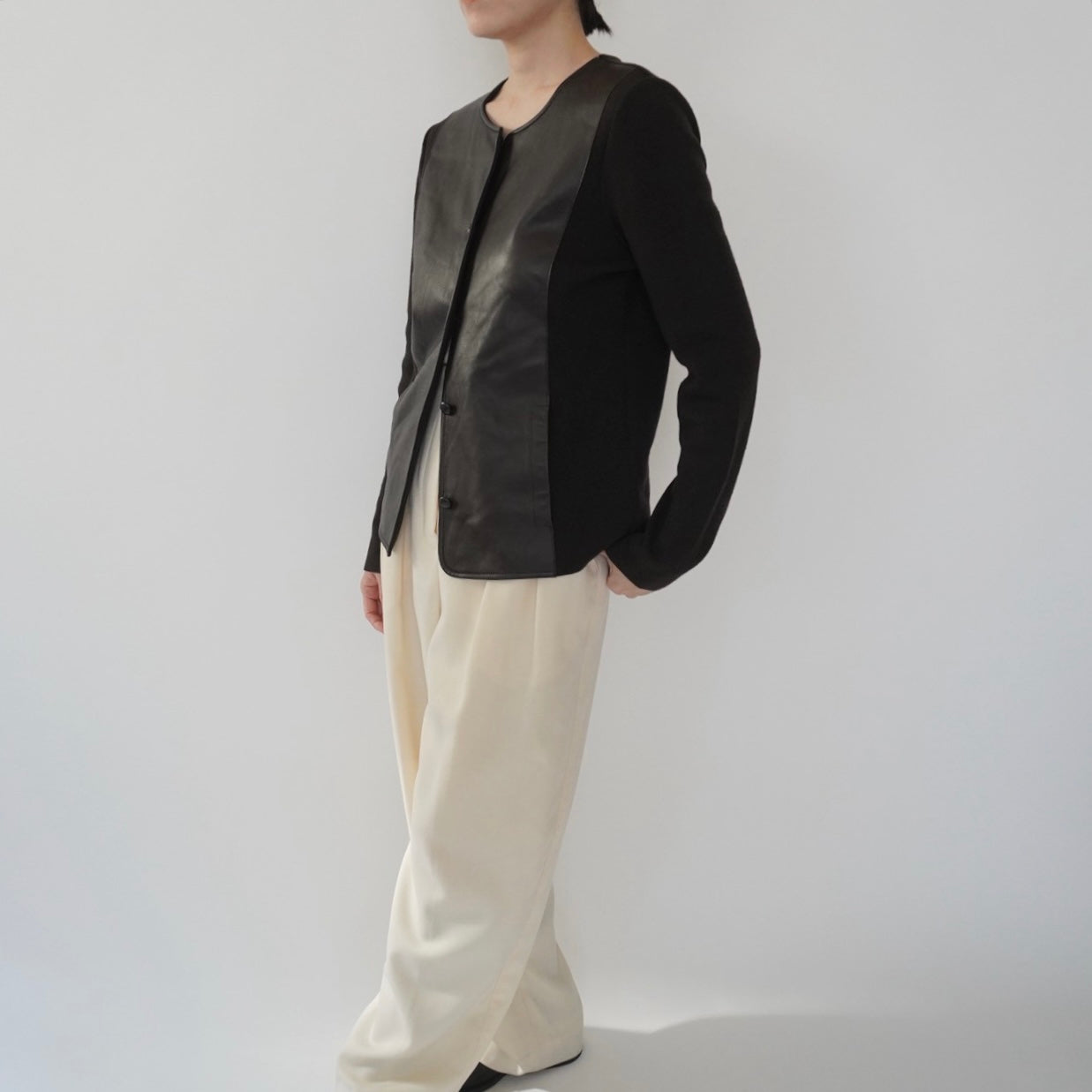 90s Faux Leather Top,Cardigan