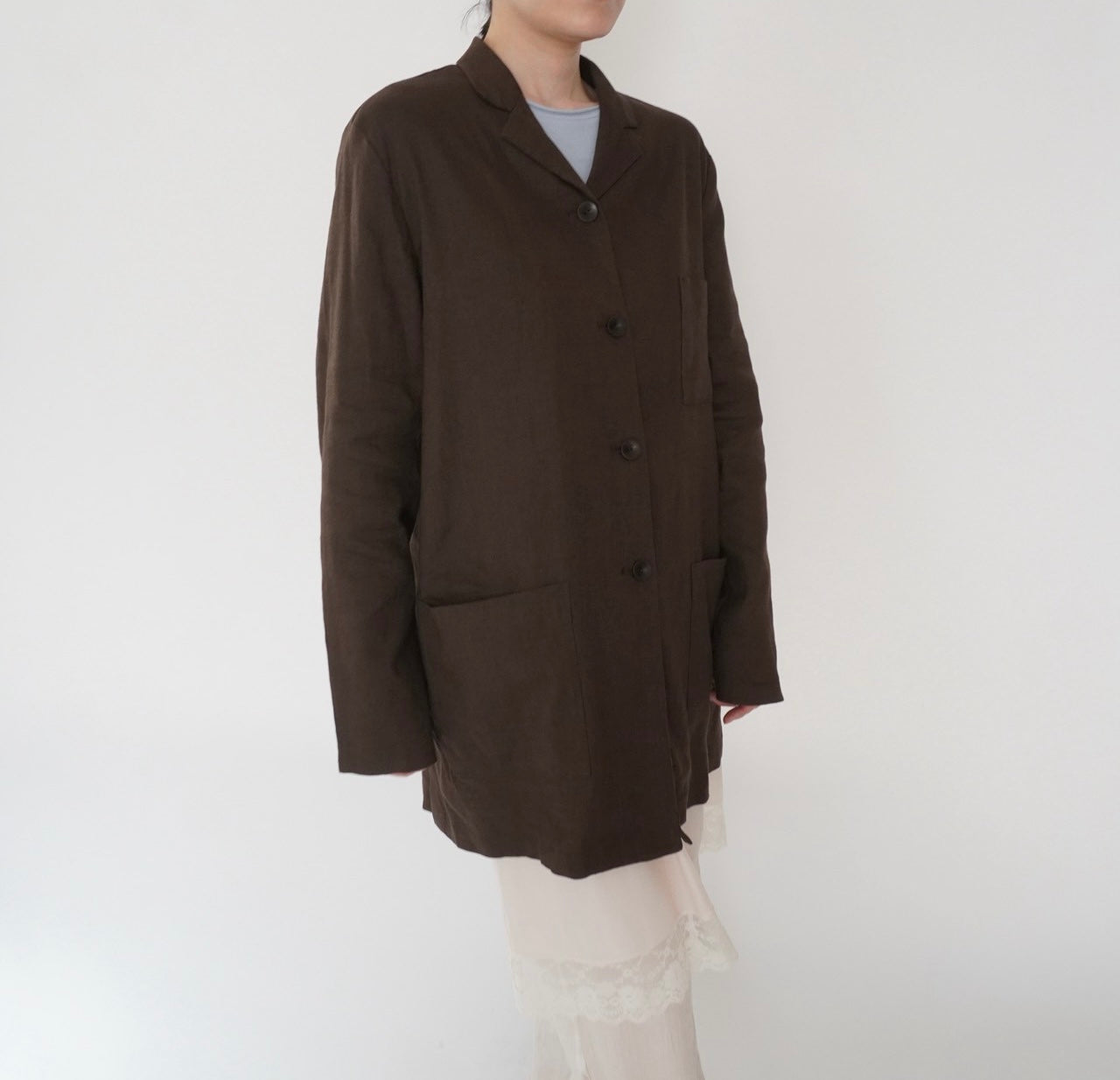 90s Linen Shirt Jacket