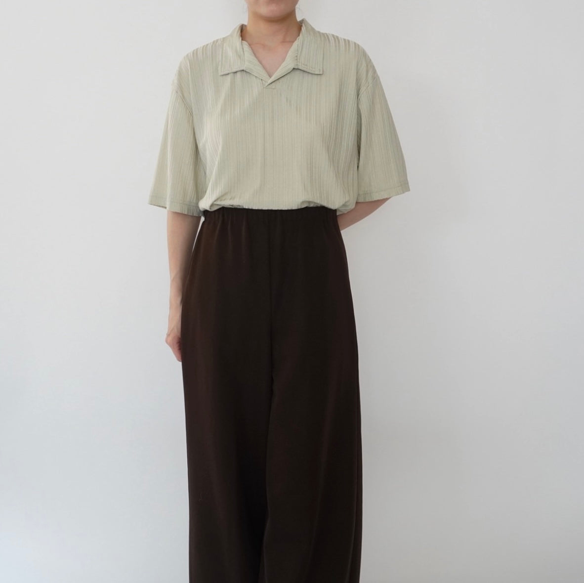 90s Light Green Ribbed Top