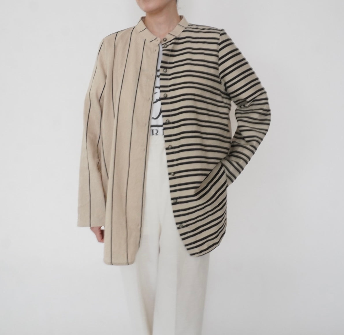 Beige Striped Design Shirt Made in Italy