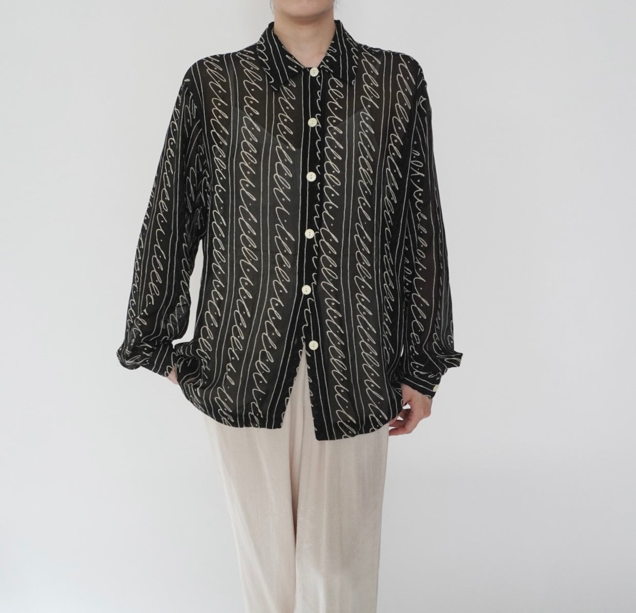 90s EURO Sheer Pattern Shirt