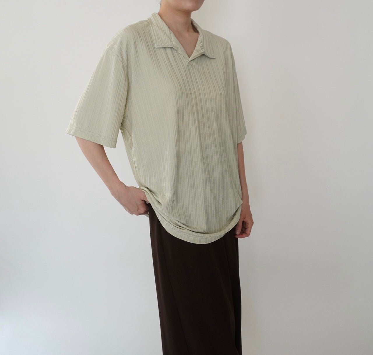 90s Light Green Ribbed Top