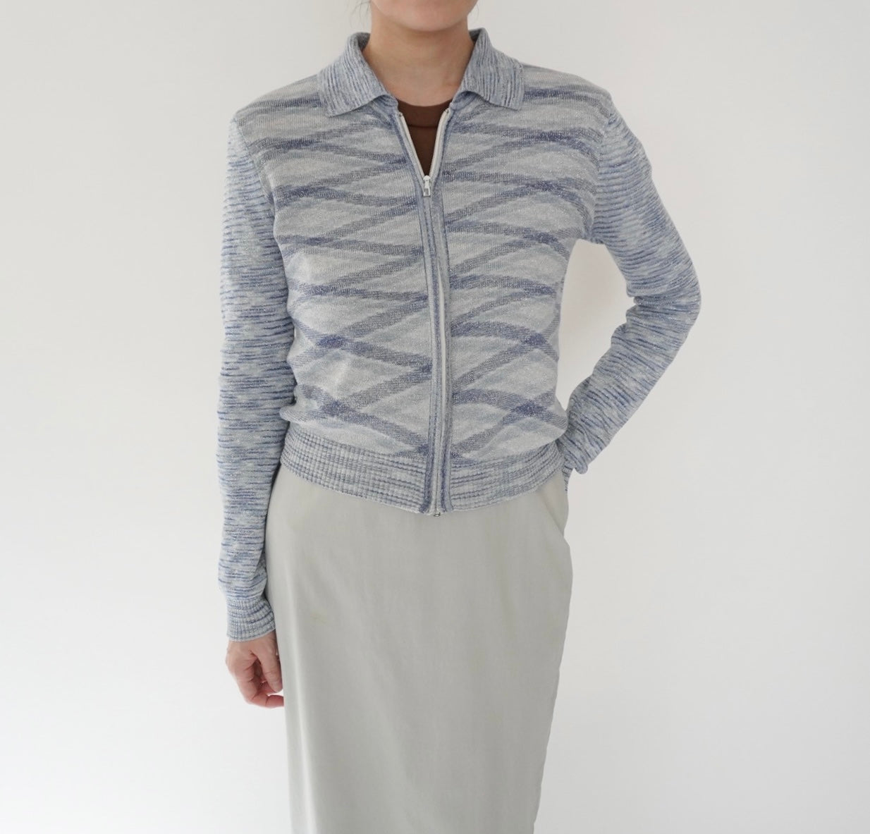 70s Pattern Zip Top
