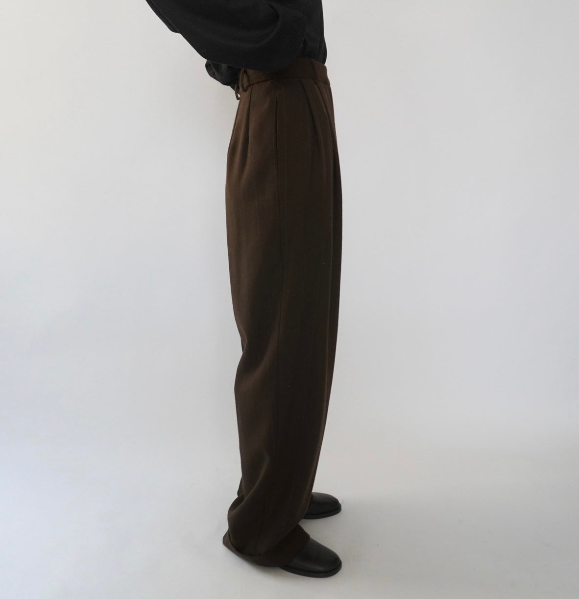 90s Wool Striped Wide Pants Made in USA Dead Stock
