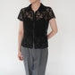90s Lace Design Zipped Shirt Made in USA