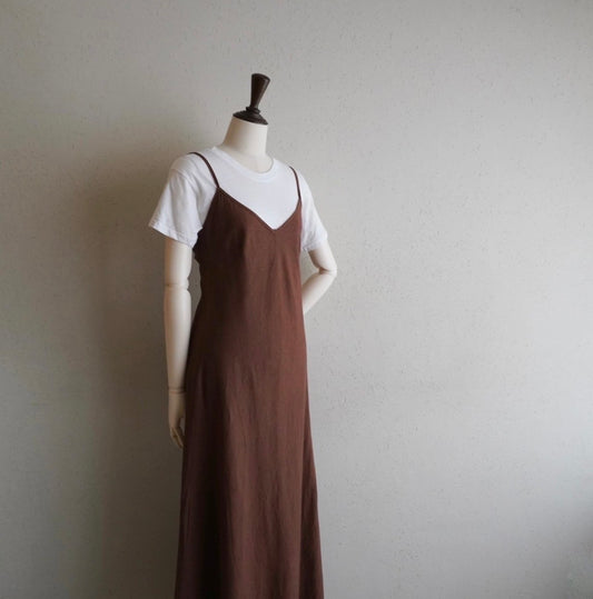 90s Brown Linen Dress Made in Italy