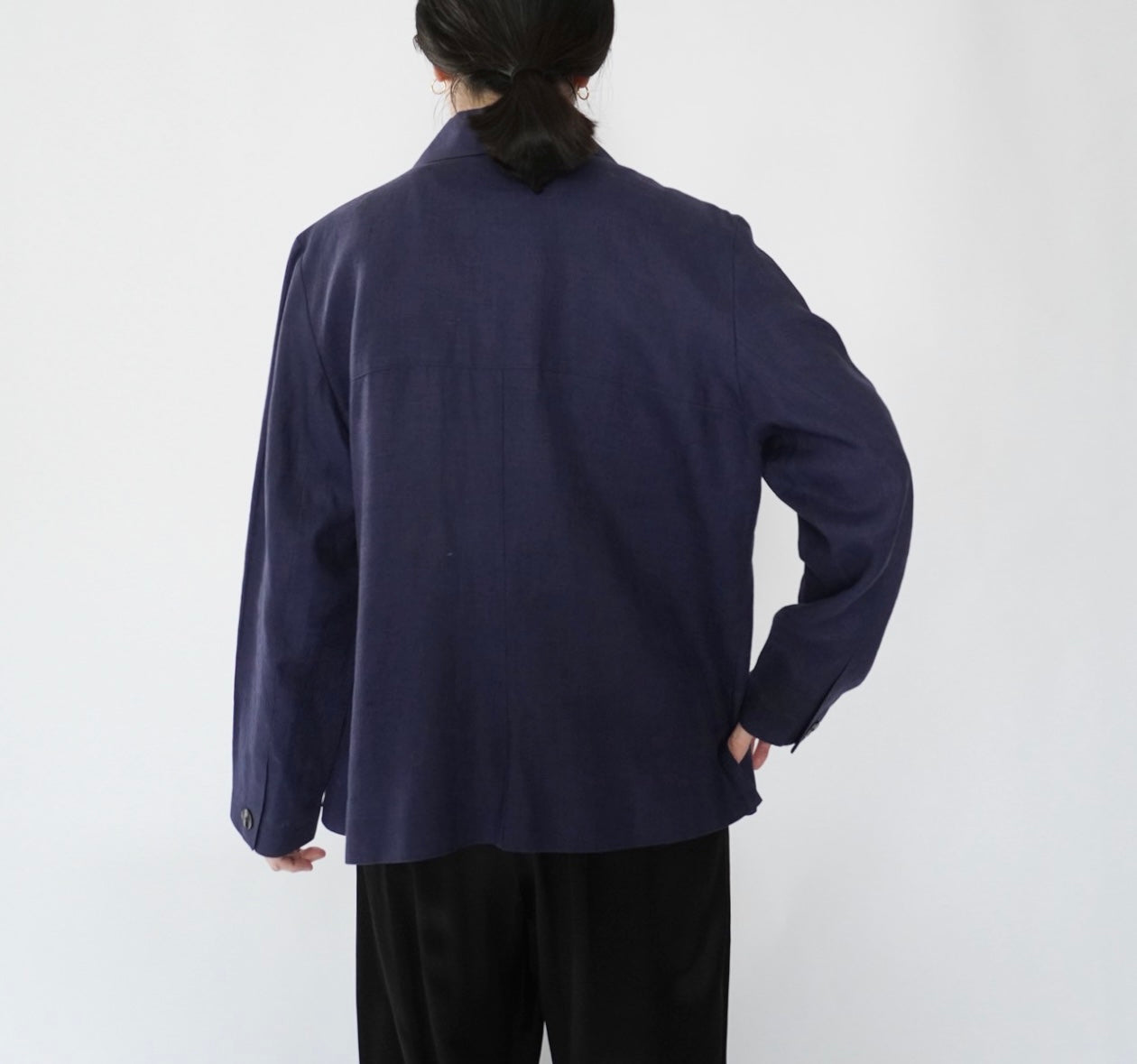 90s Navy Linen Jacket