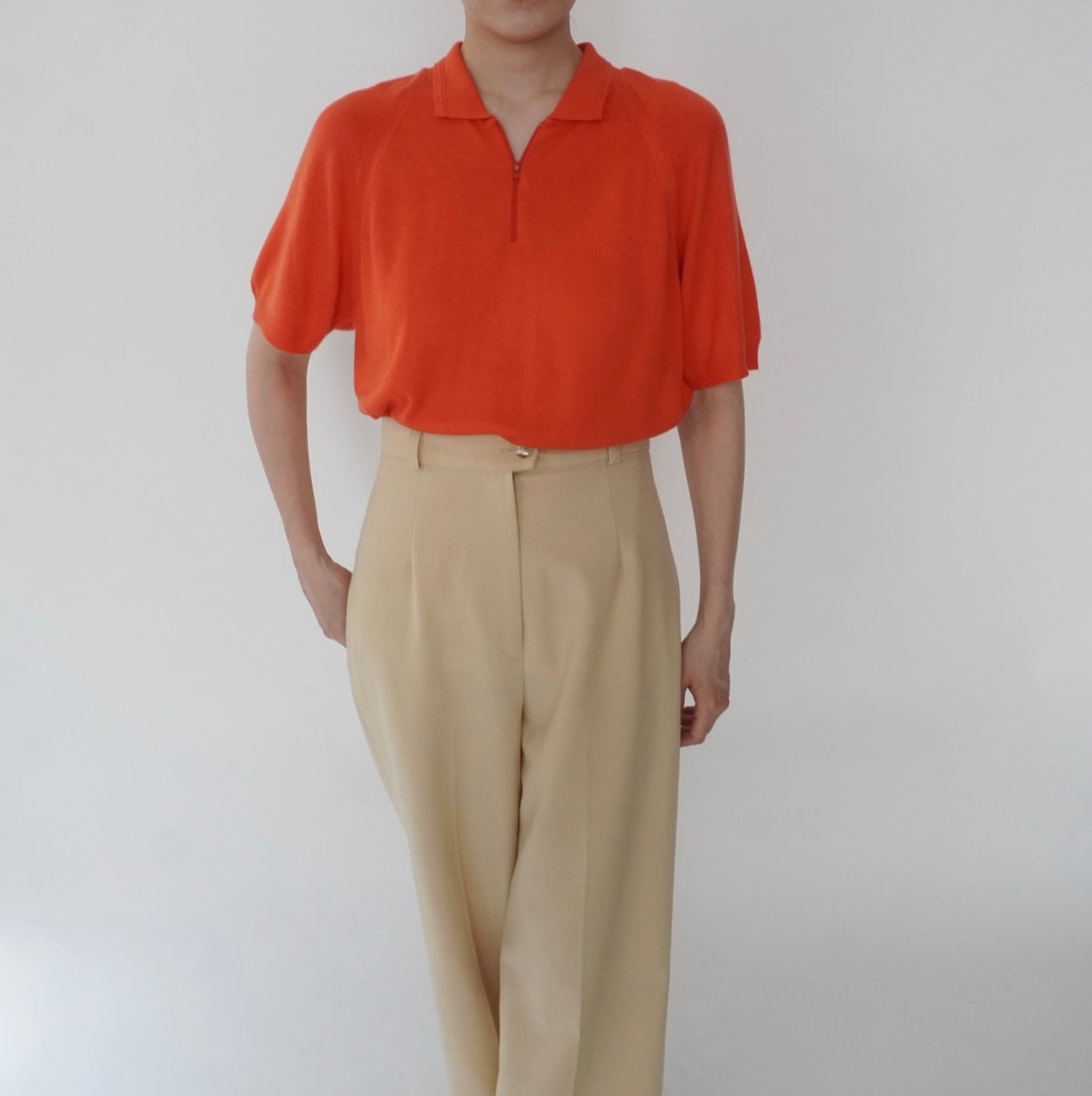 80s Half Zip Design Top Made in USA