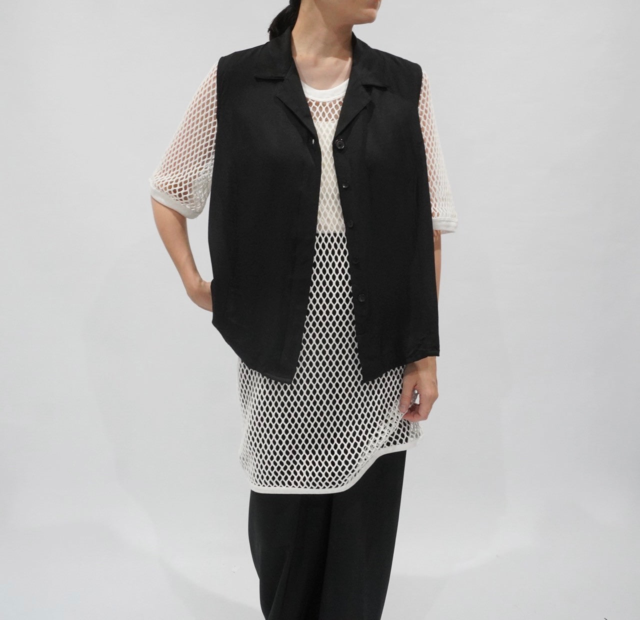 90s Black Vest,Blouse