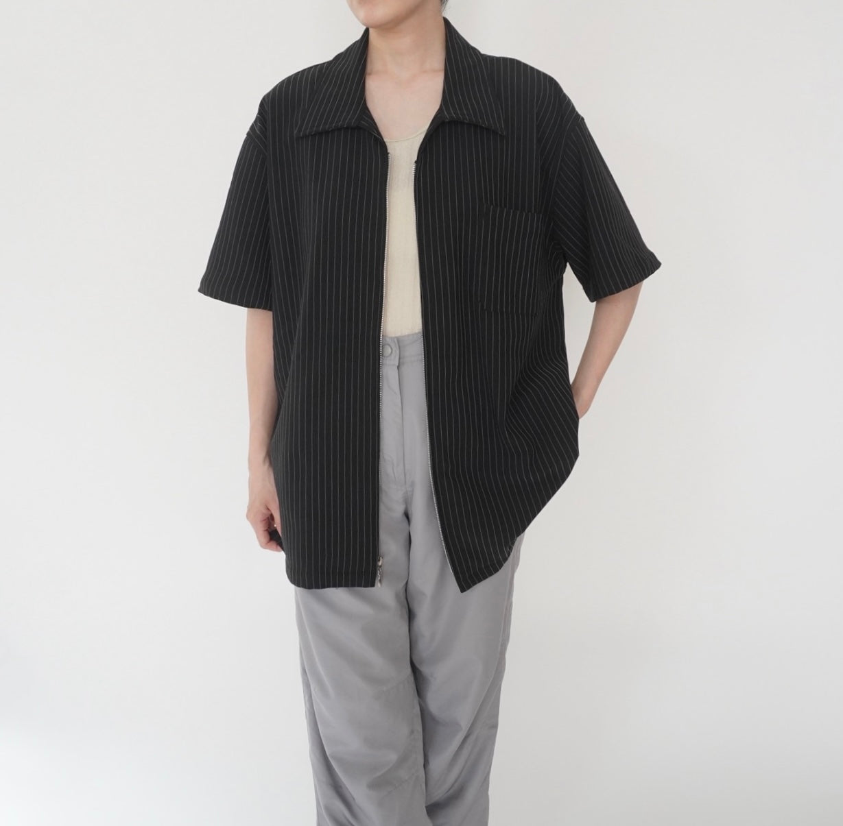 90s Striped Shirt Jacket Made in USA