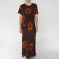 90s Floral Print Maxi Dress