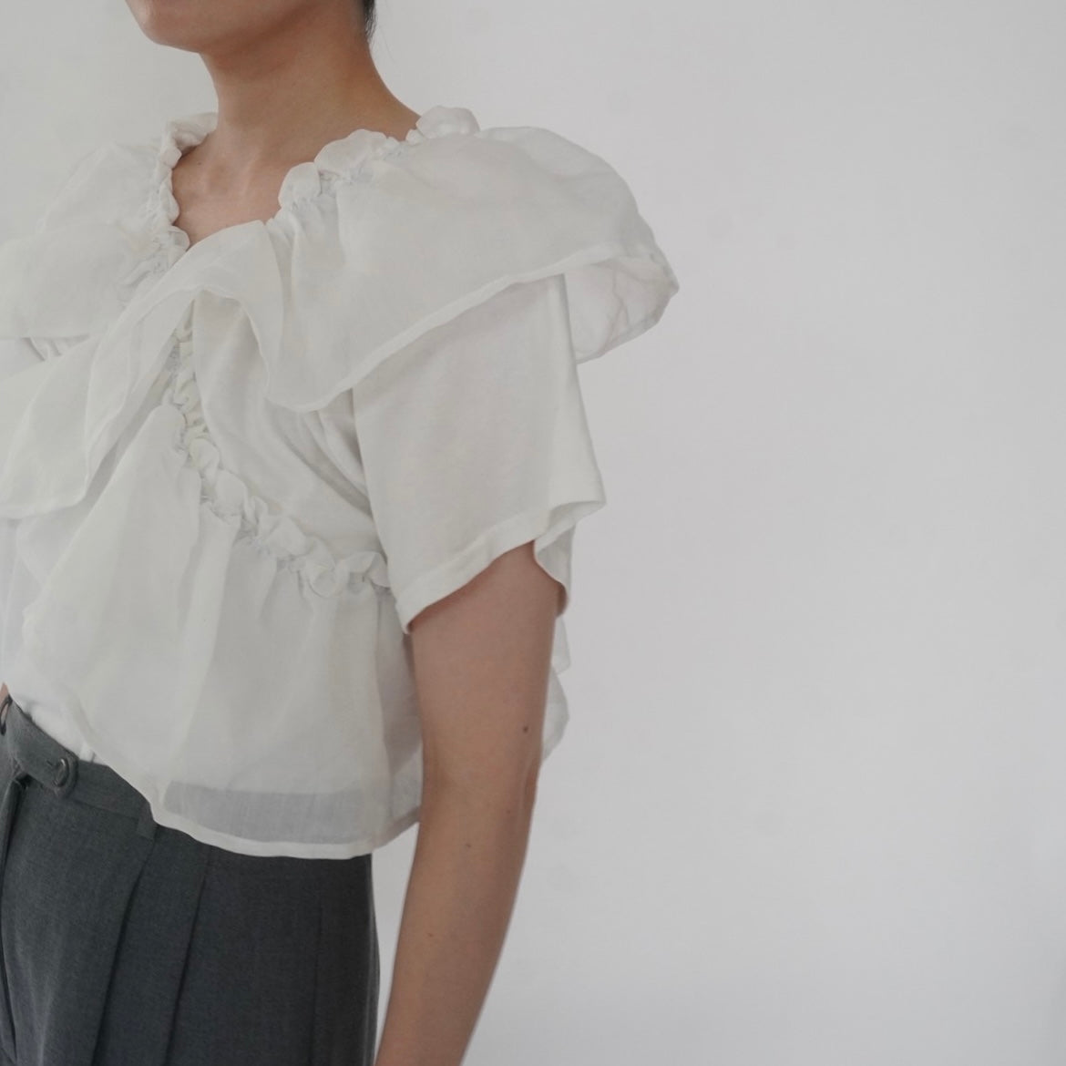 White Ruffle Top