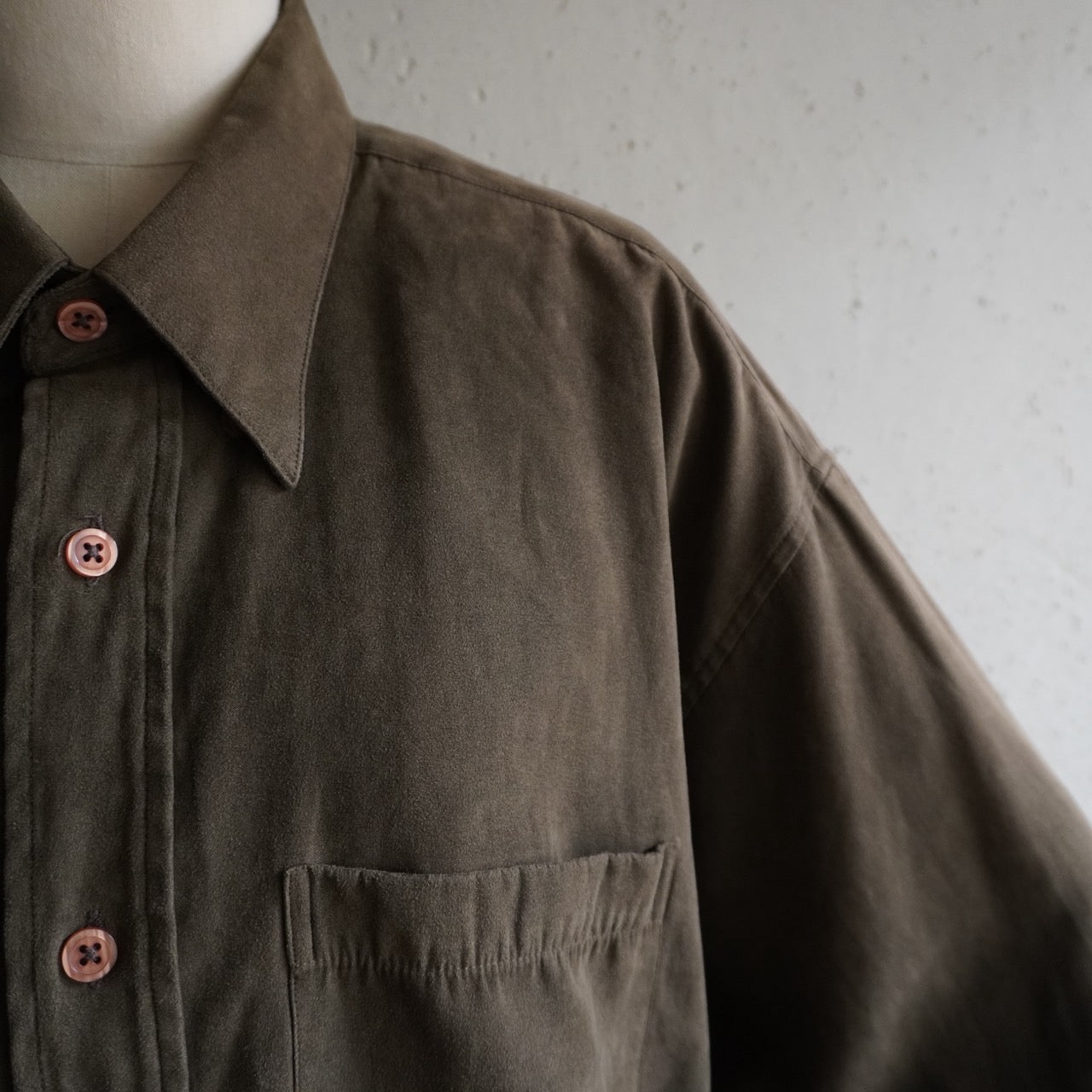 Khaki Faux Suede Shirt