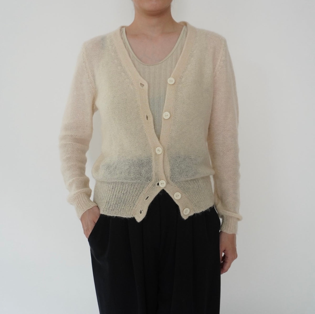 90s Ivory Knit Cardigan