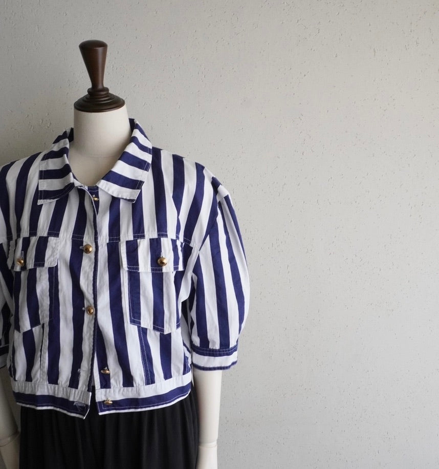 90s Cotton Striped Shirt,Jacket Made in Italy