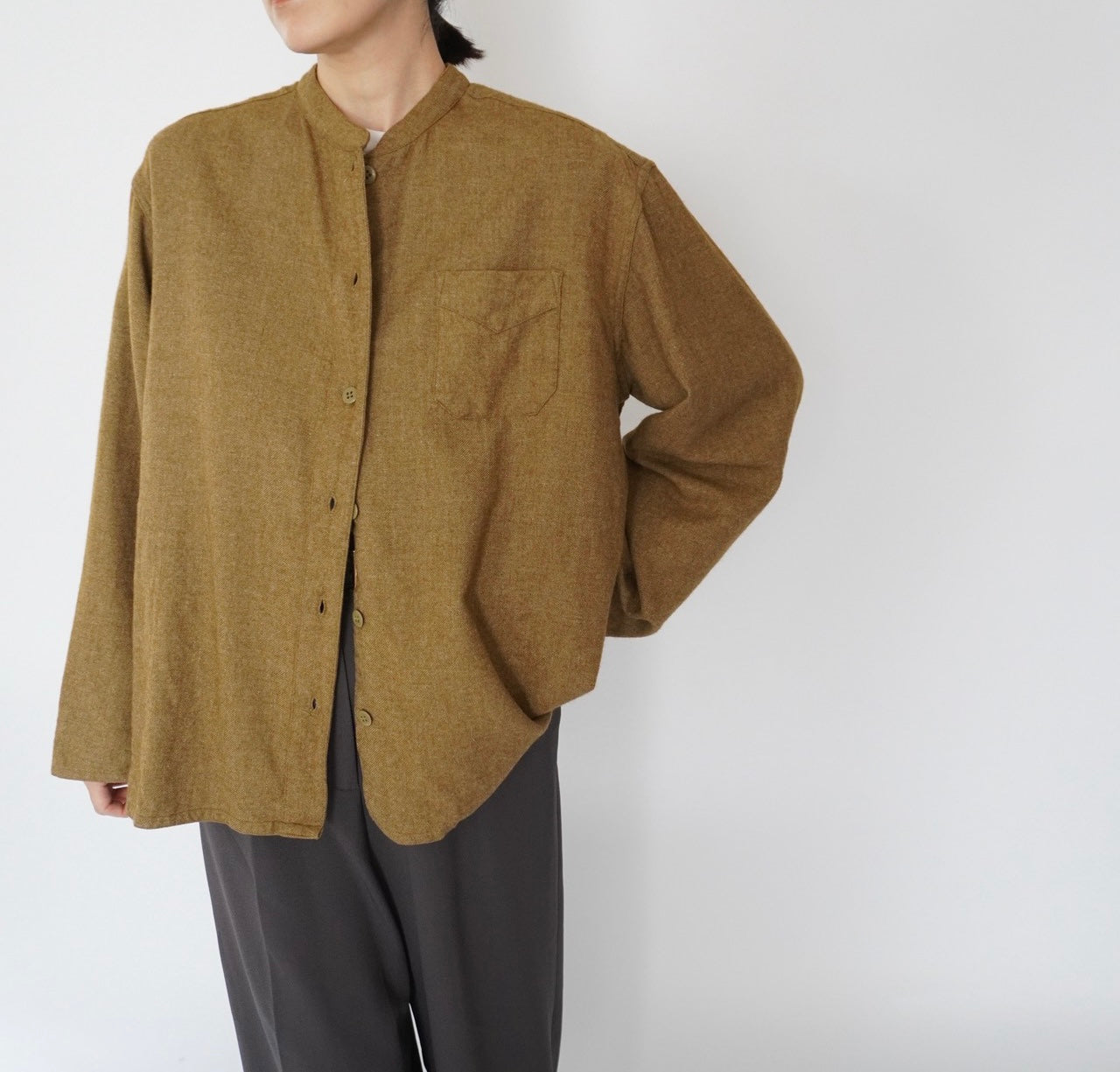 70s Wool×Cotton Design Shirt
