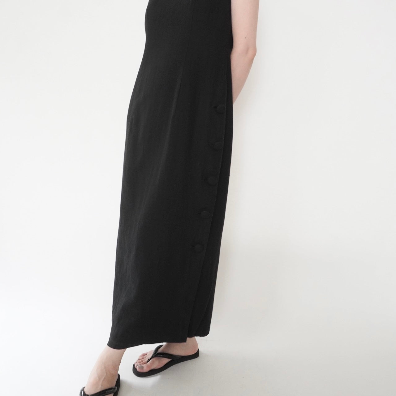 90s Black Linen Dress