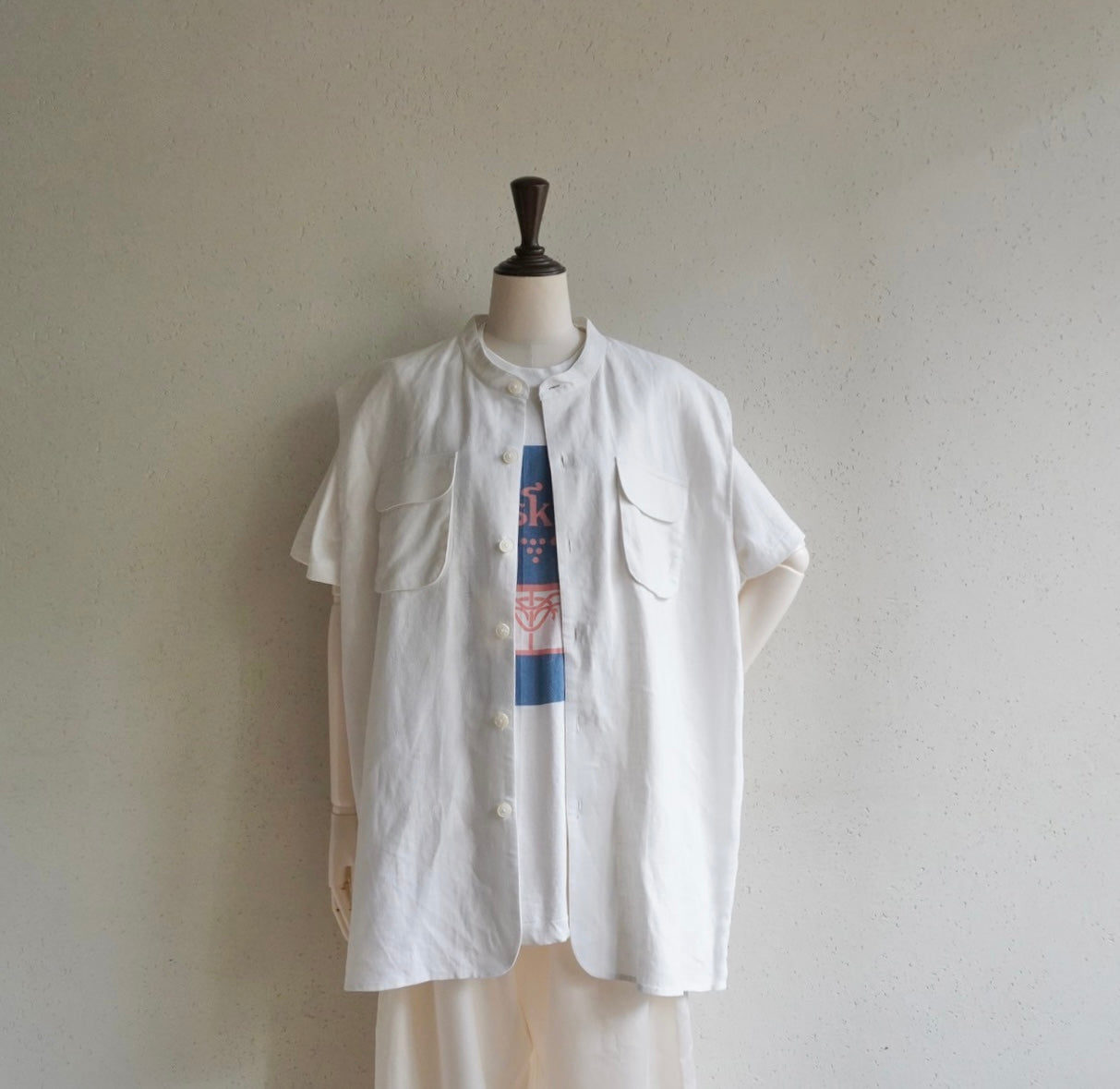 90s Linen Boxy Top,Vest