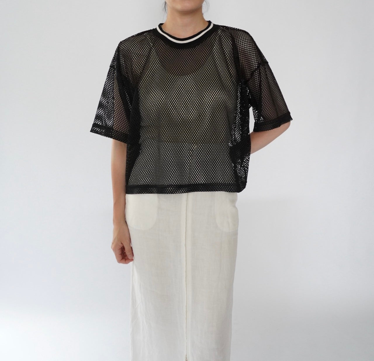 90s Black Mesh Top Made in USA