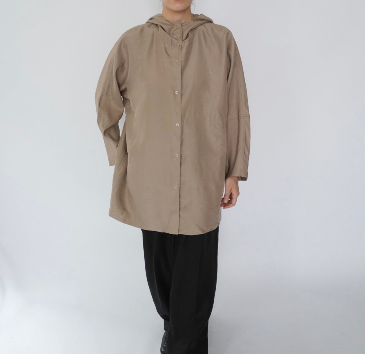 90s Hoodie Silk Blouse