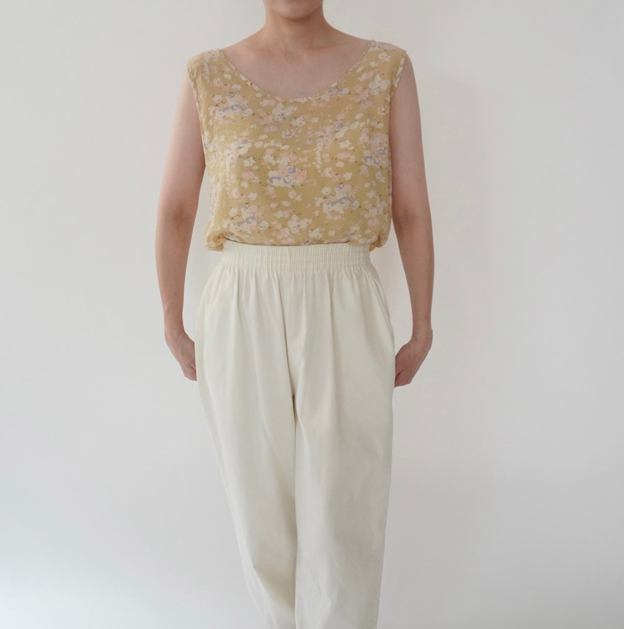 90s Floral Print Silk Top