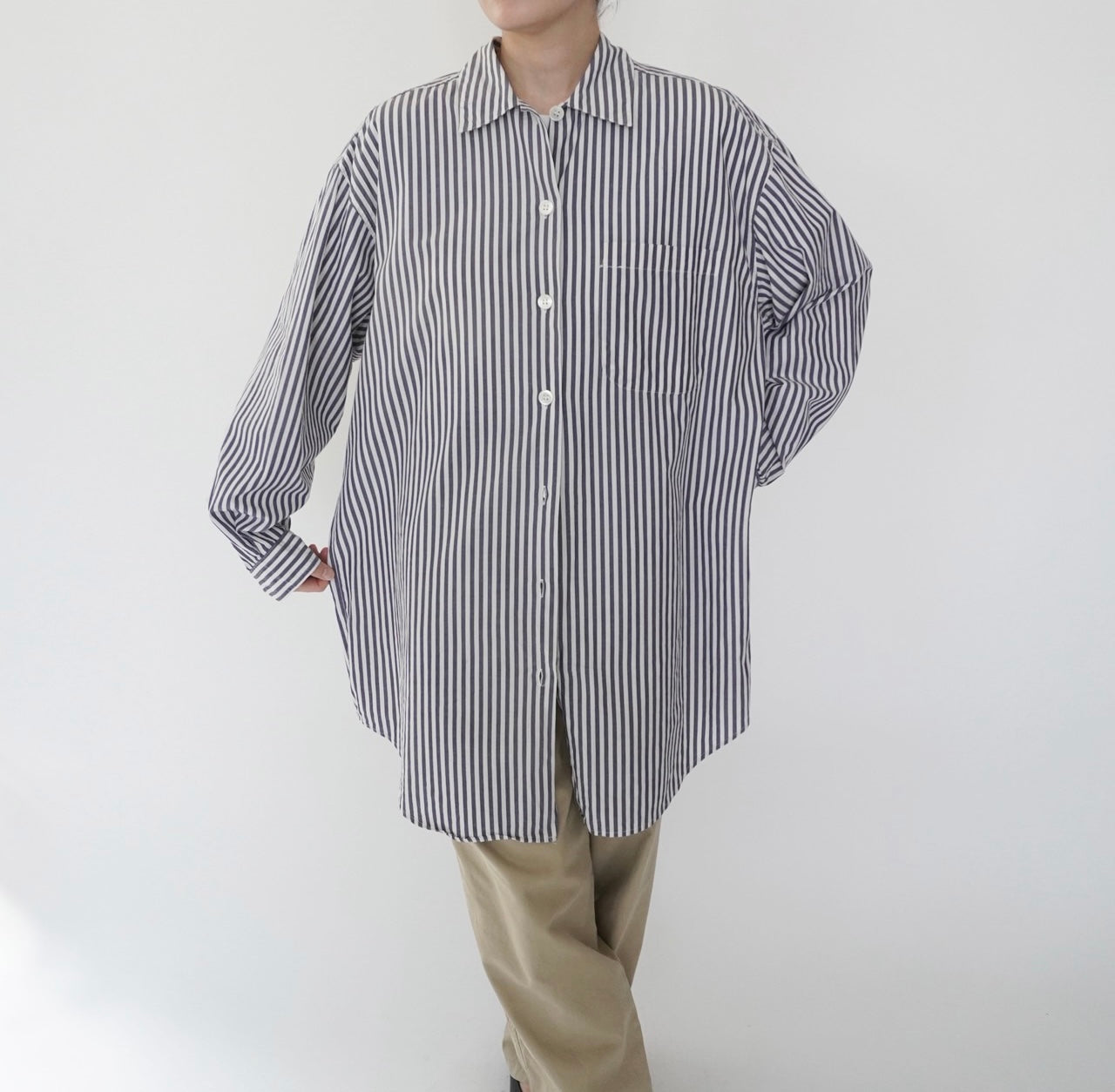 90s "GAP" Striped Long Cotton Shirt