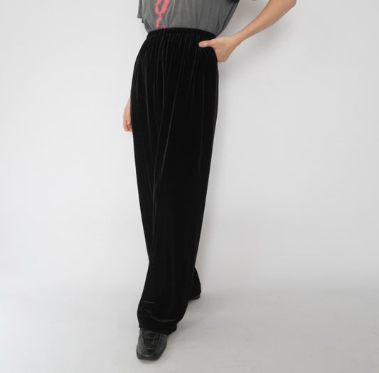 90s Black Velour Pants Made in USA