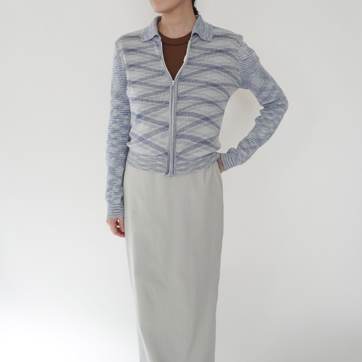 70s Pattern Zip Top