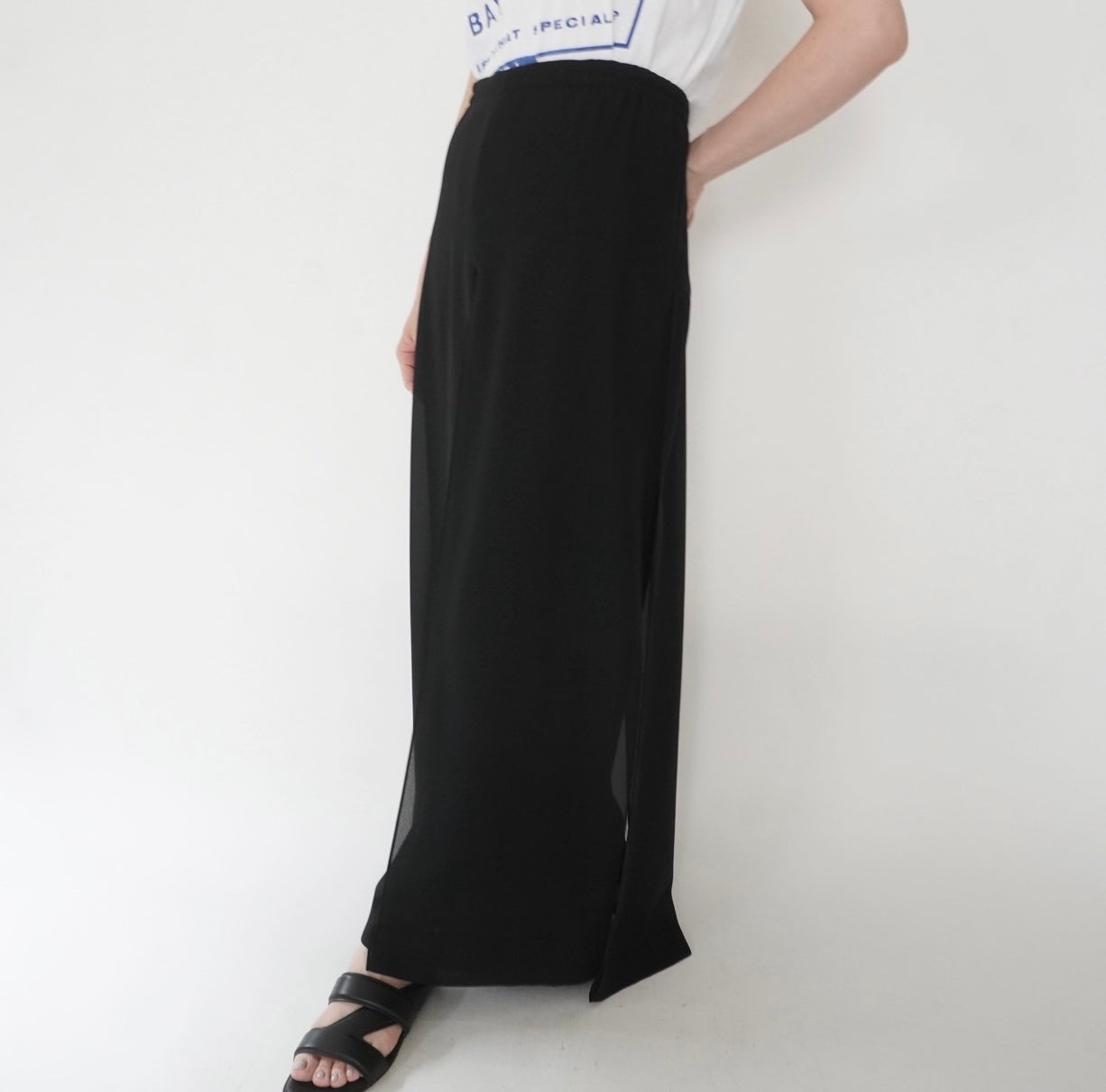 90s Slit Design Wide Pants