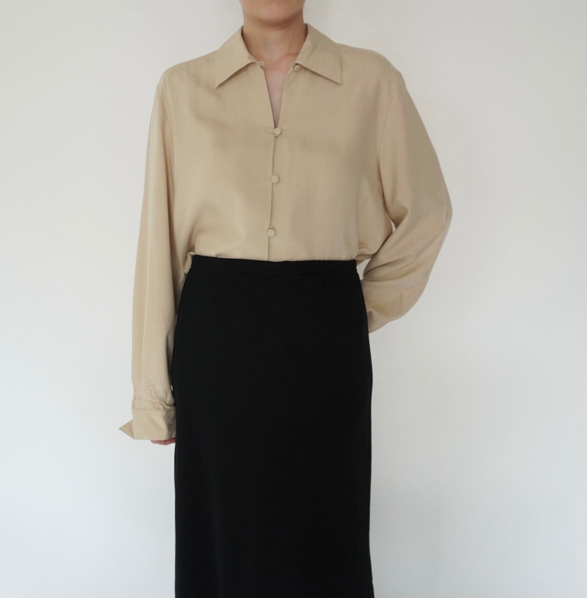 90s Beige Silk Shirt