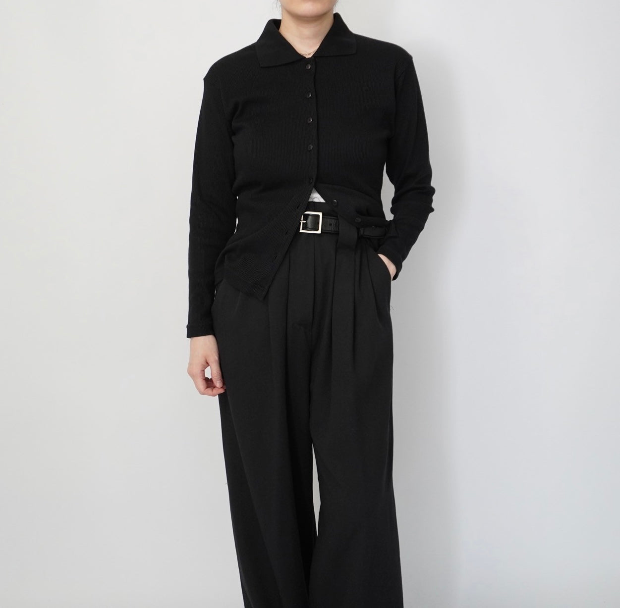 90s Black Ribbed Top