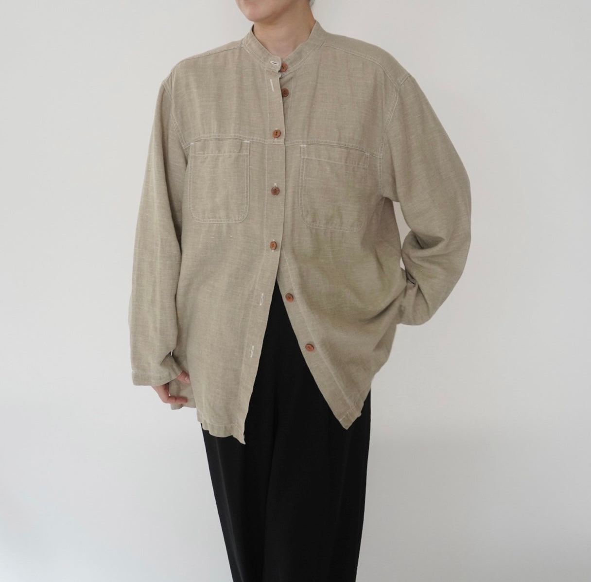 90s Linen x Cotton Design Shirt