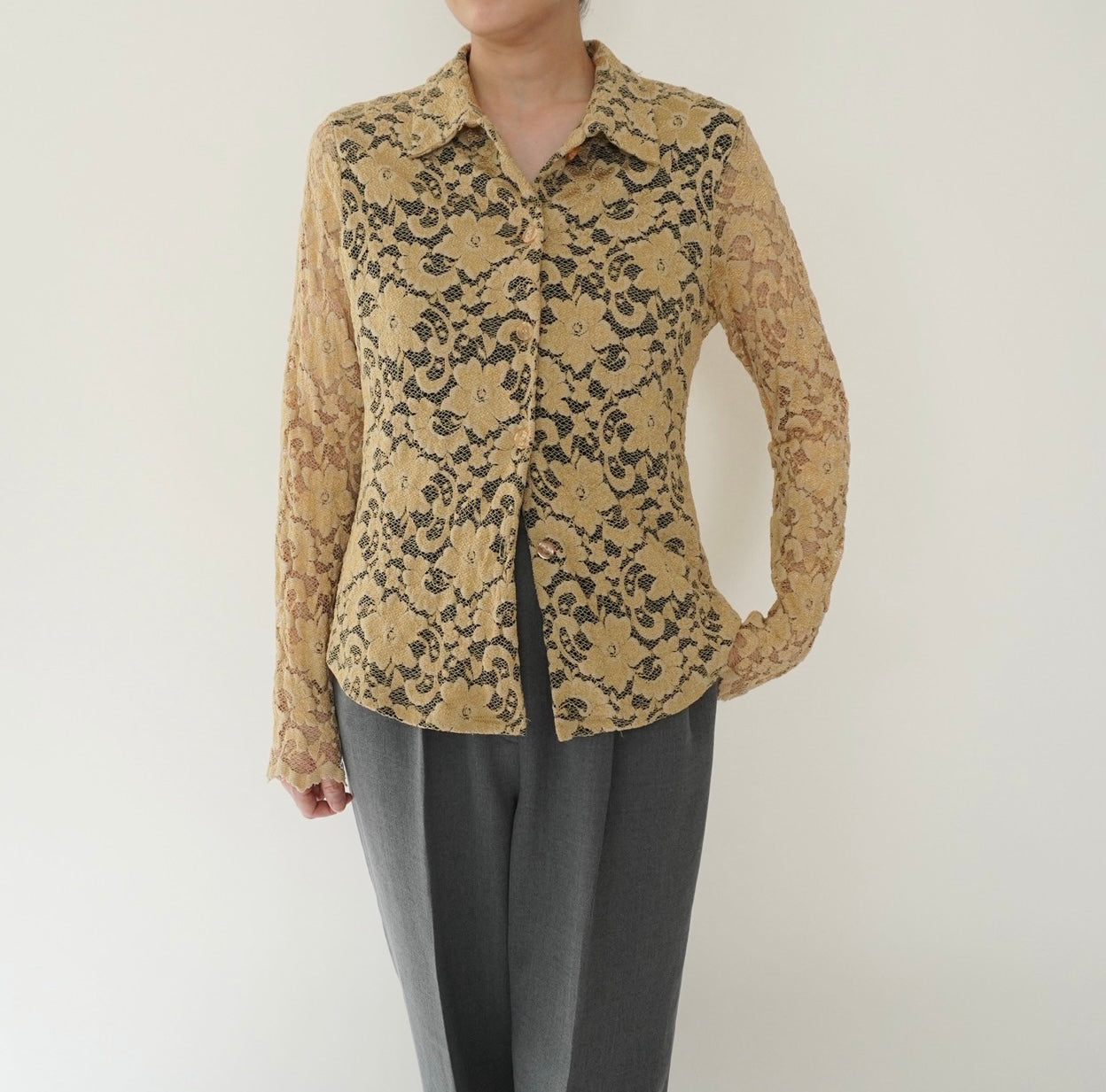 90s Lace Design Shirt Made in USA