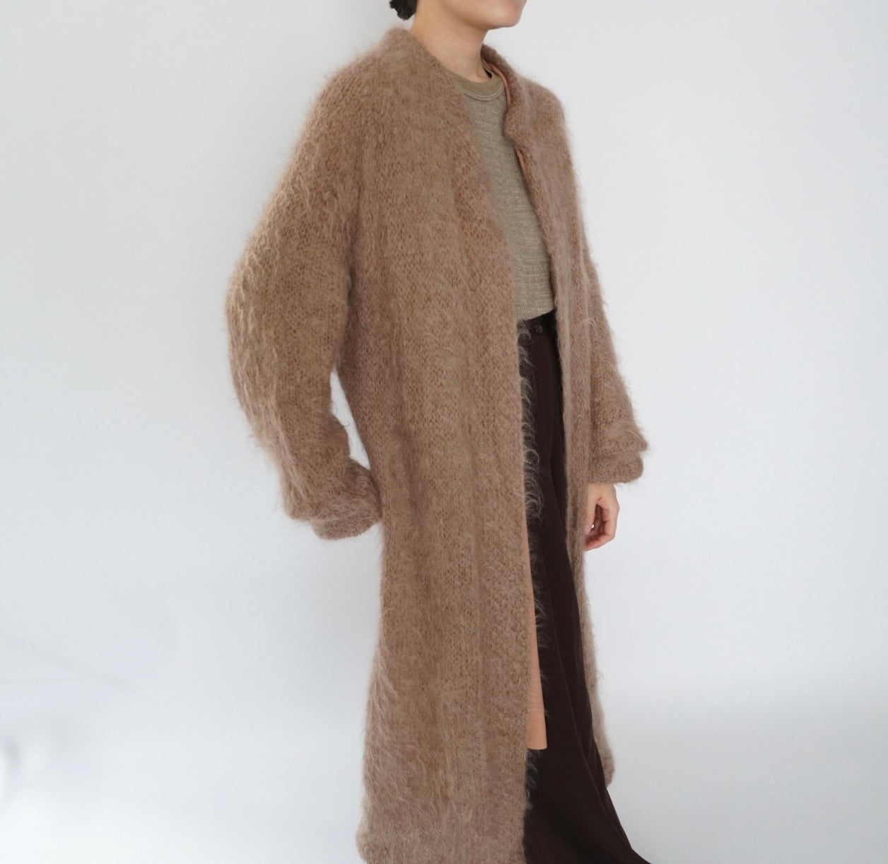 80s Mohair Long Cardigan,Light Coat