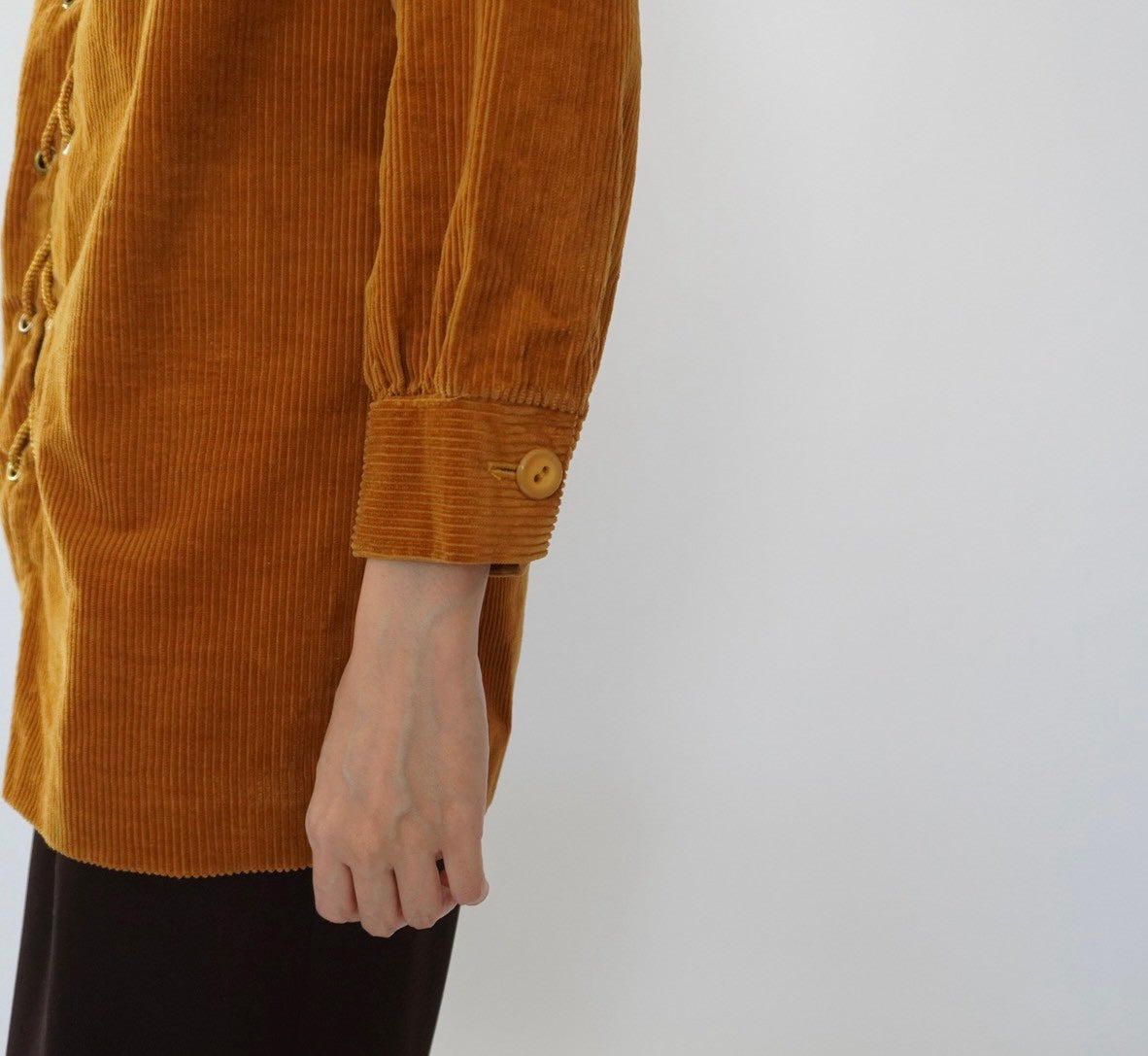 60s Lace Up Corduroy Top