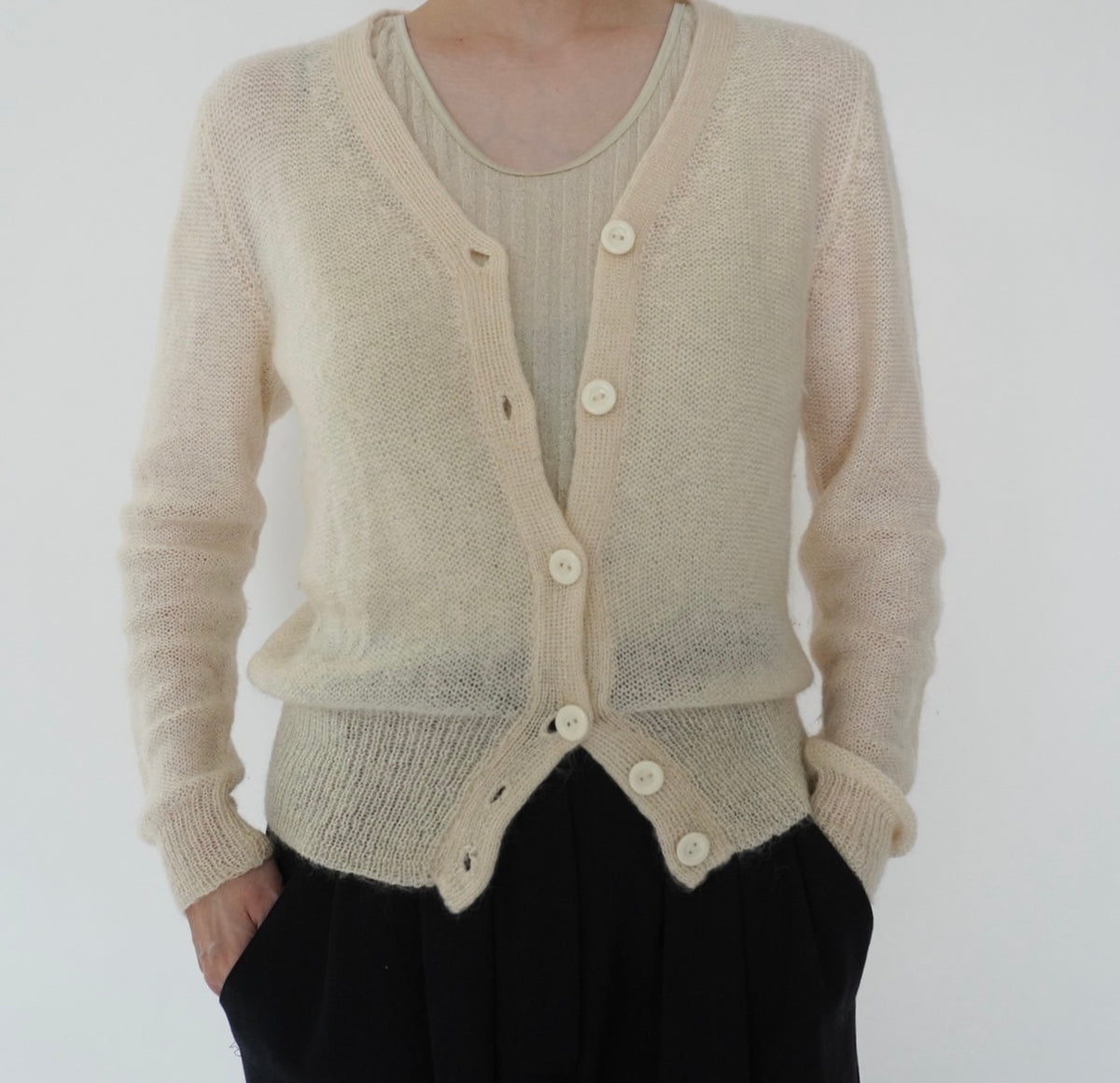 90s Ivory Knit Cardigan