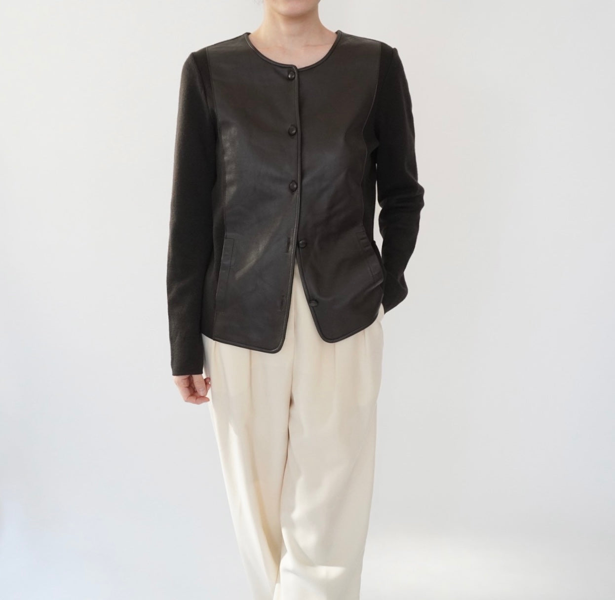 90s Faux Leather Top,Cardigan