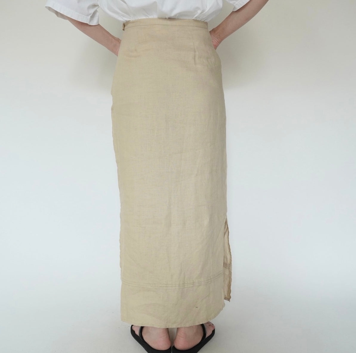 90s EURO Linen Maxi Skirt