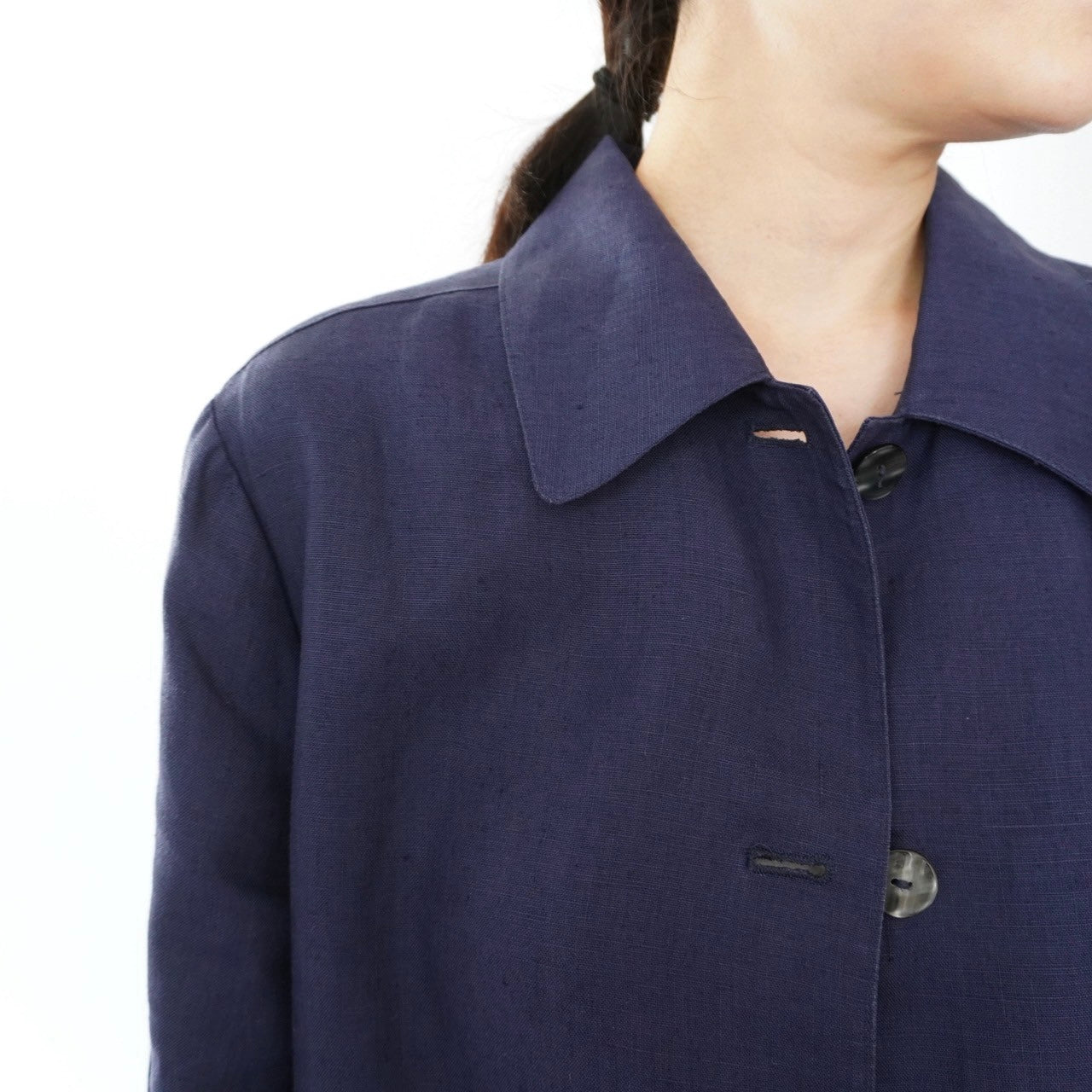 90s Navy Linen Jacket