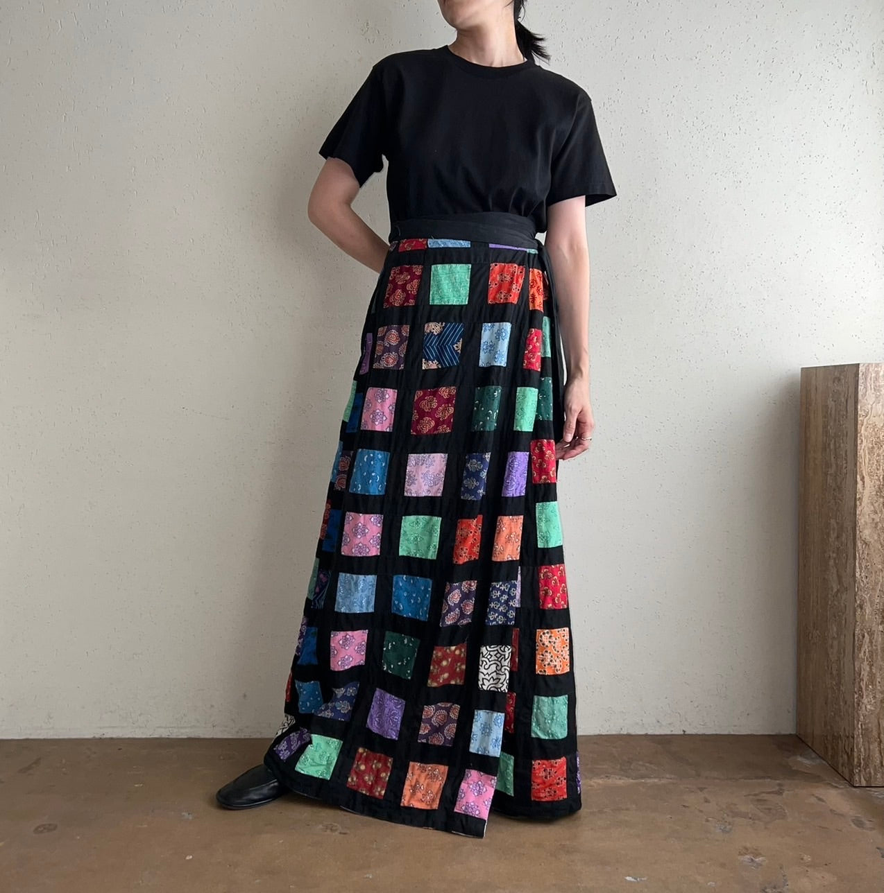 70s Patchwork Wrap Skirt
