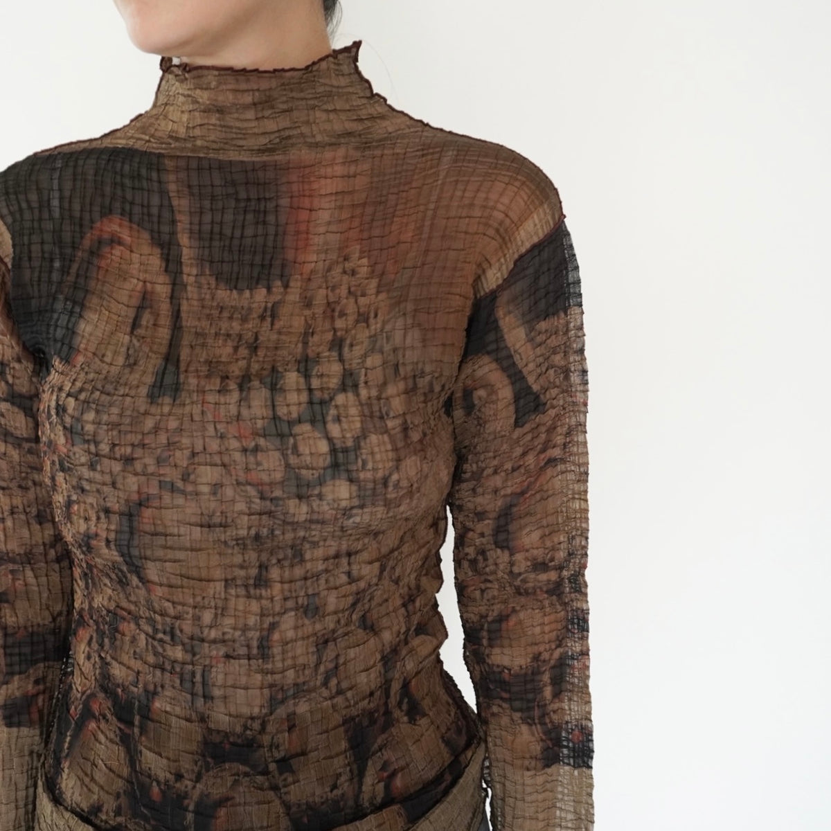 90s Pattern Sheer Top Made in USA