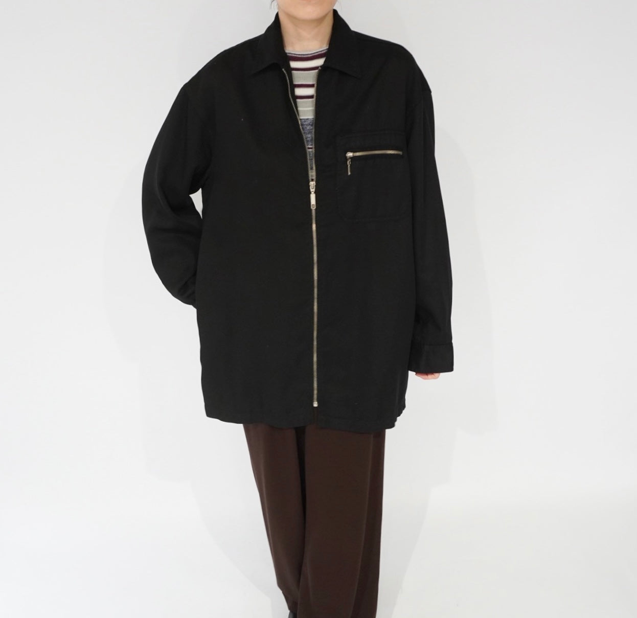 90s Rayon Zip Shirt Jacket