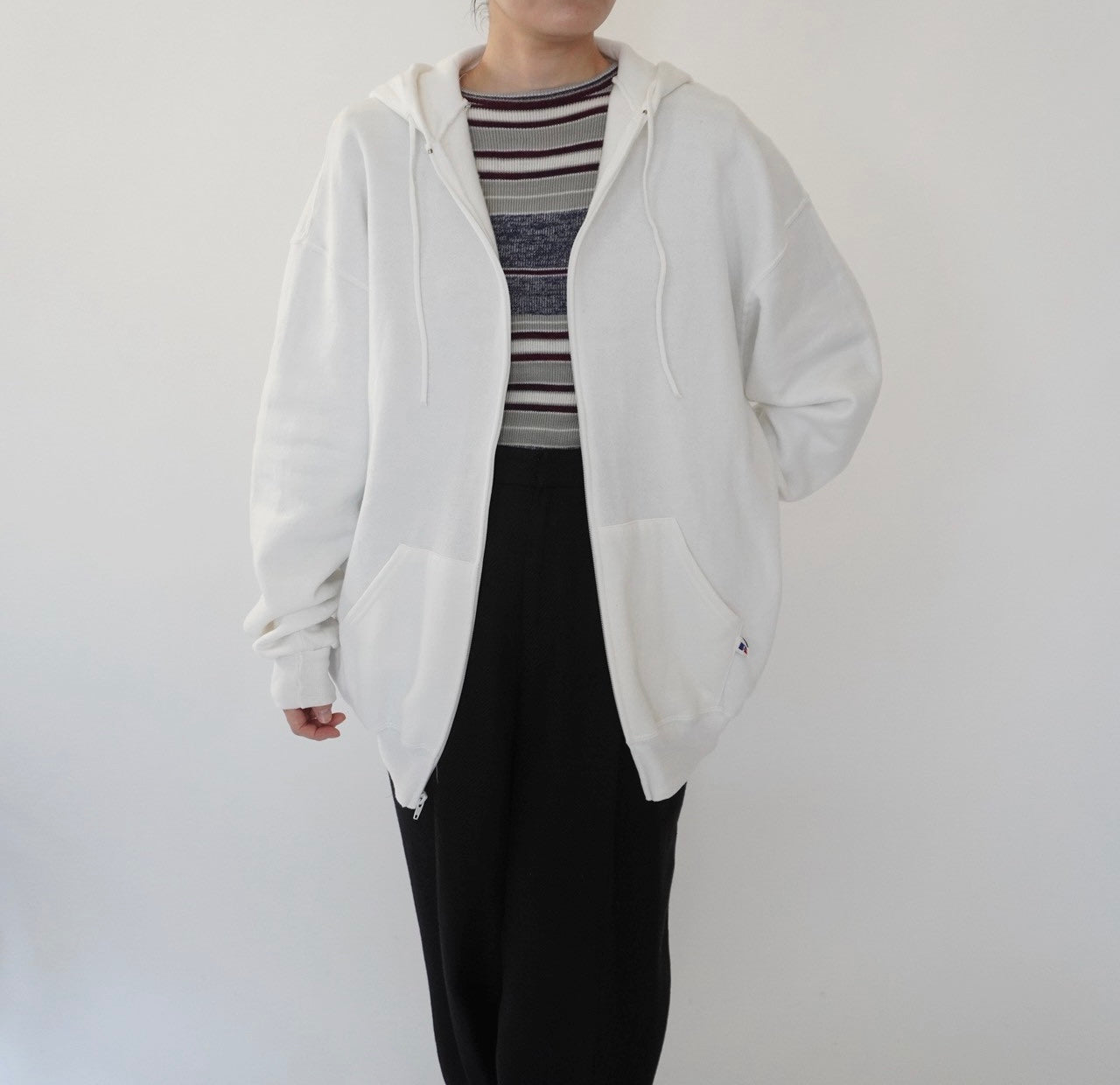 90s "Russell Athletic" Hooded Zip Sweater Made in USA