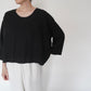 90s Black Linen Boxy Blouse