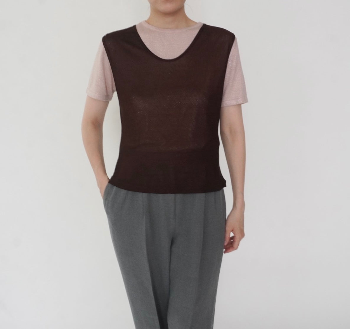 90s Brown Sleeveless Top Made in Italy
