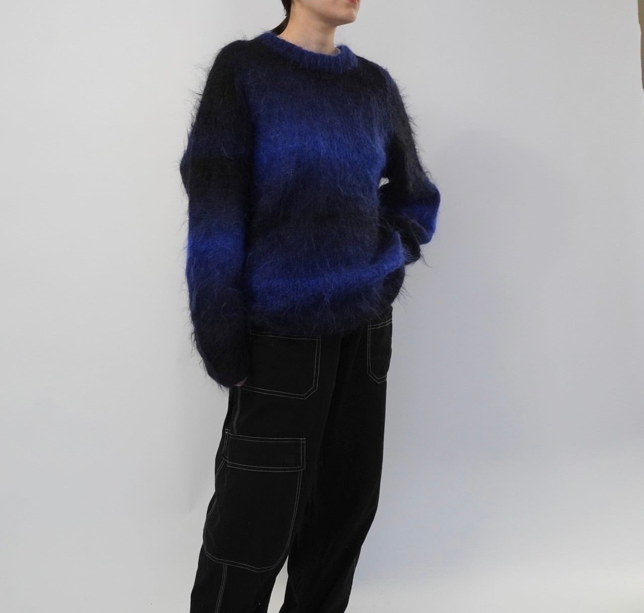 90s Black x Blue Mohair Knit