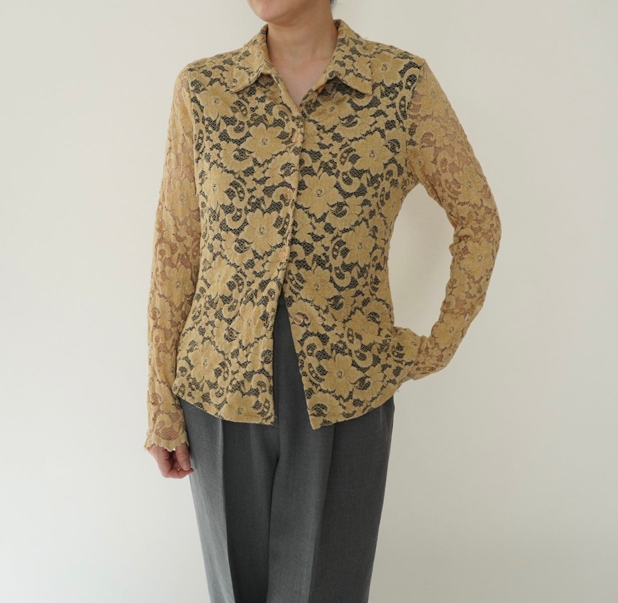 90s Lace Design Shirt Made in USA