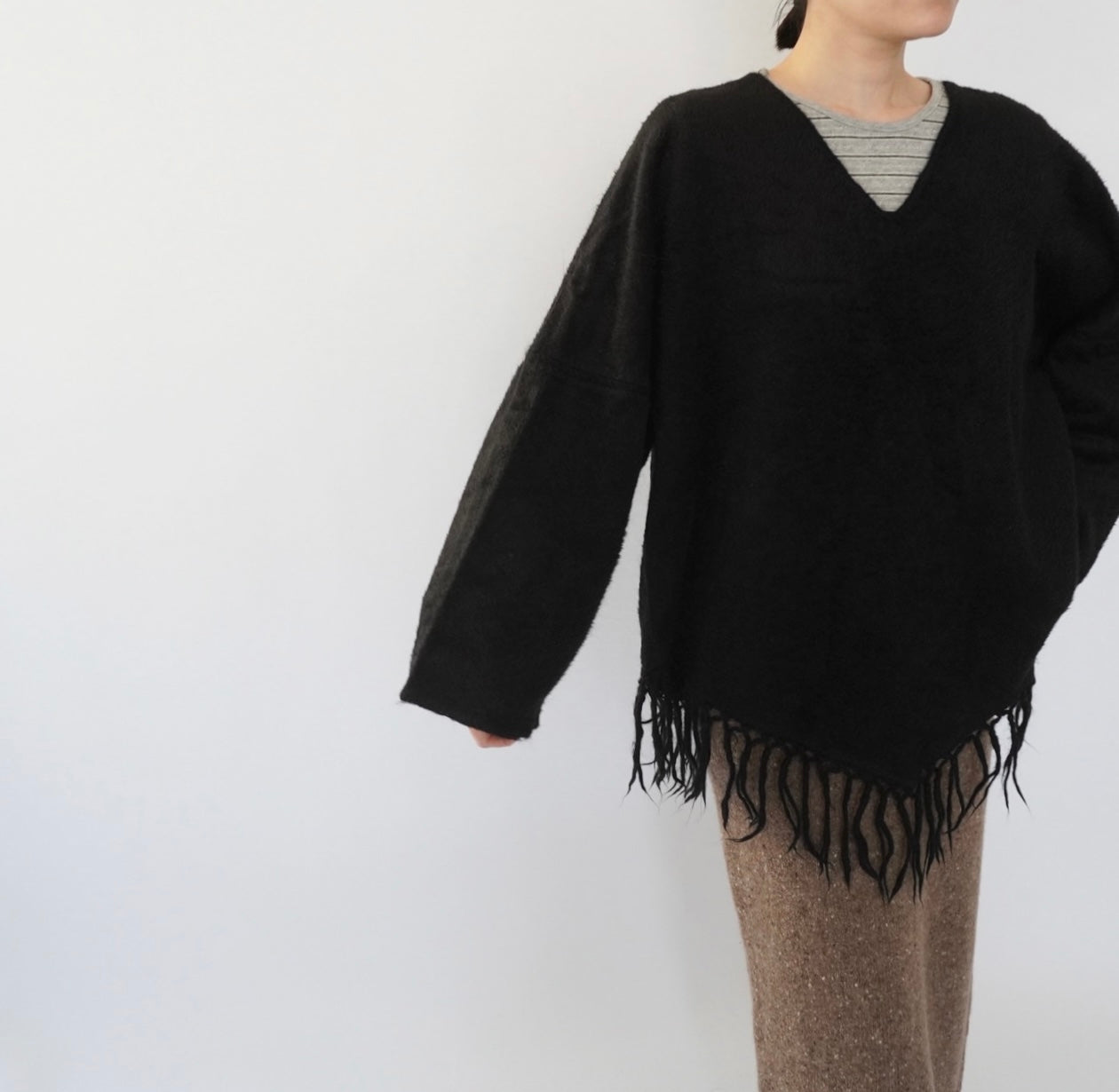 80s Black Fringe Top