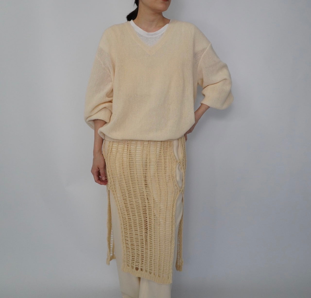 90s V neck Alpaca Knit