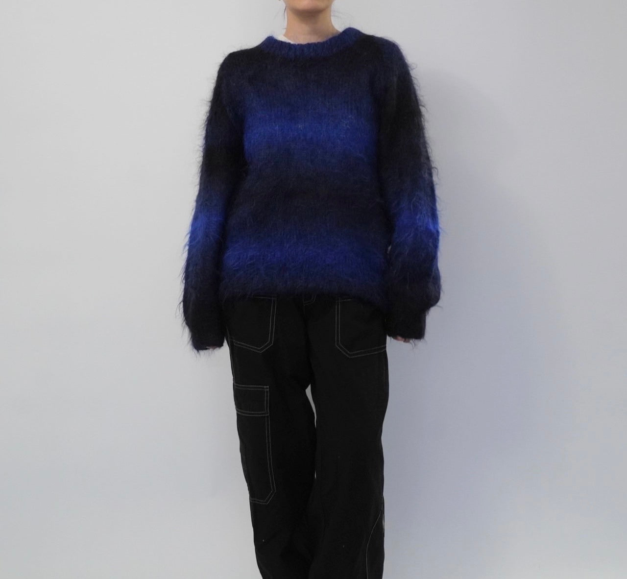 90s Black x Blue Mohair Knit